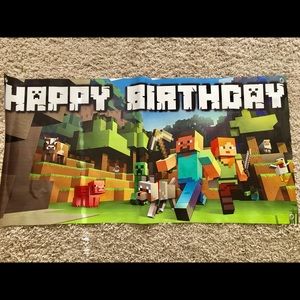 KIDS MINECRAFT VINYL BANNER BIRTHDAY NEW 3x5ft